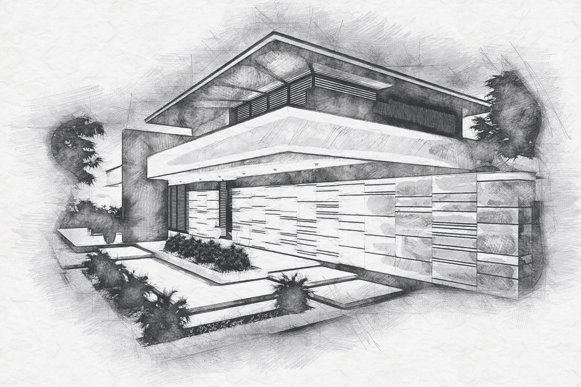 Sketch of a Contemporary Villa Design in Ahmedabad